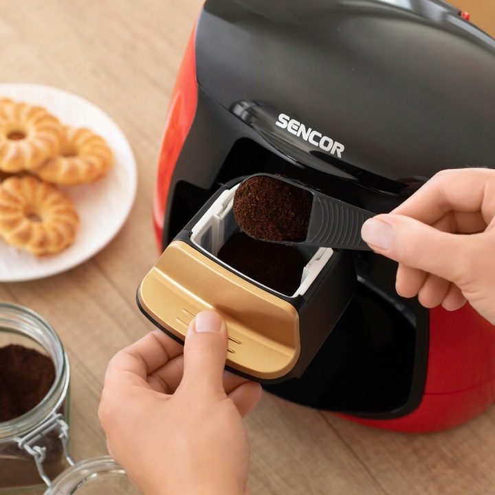 Ekspres przelewowy na dwie kawy 500W 0,3L czarny/czerwony Sencor SCE 2101RD