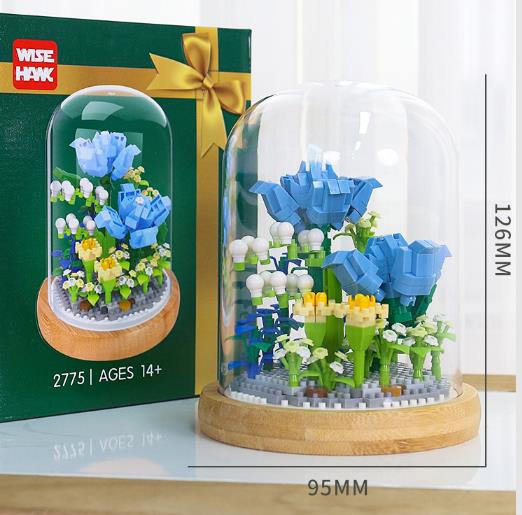 KLOCKI KWIATY KONSTRUKCYJNE ZESTAW NIEBIESKI 543 EL PREZENT WALENTYNKOWY