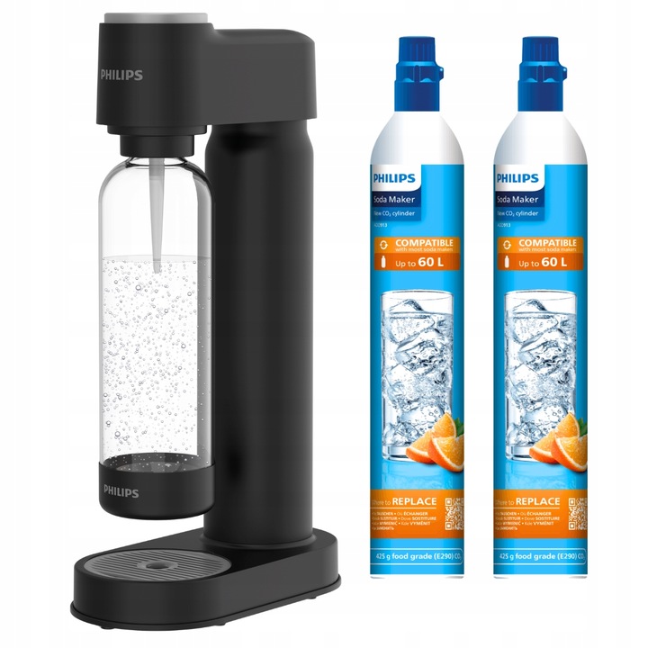 Saturator do gazowania wody PHILIPS ADD4901BK gazowanie wody, 2 butle CO2