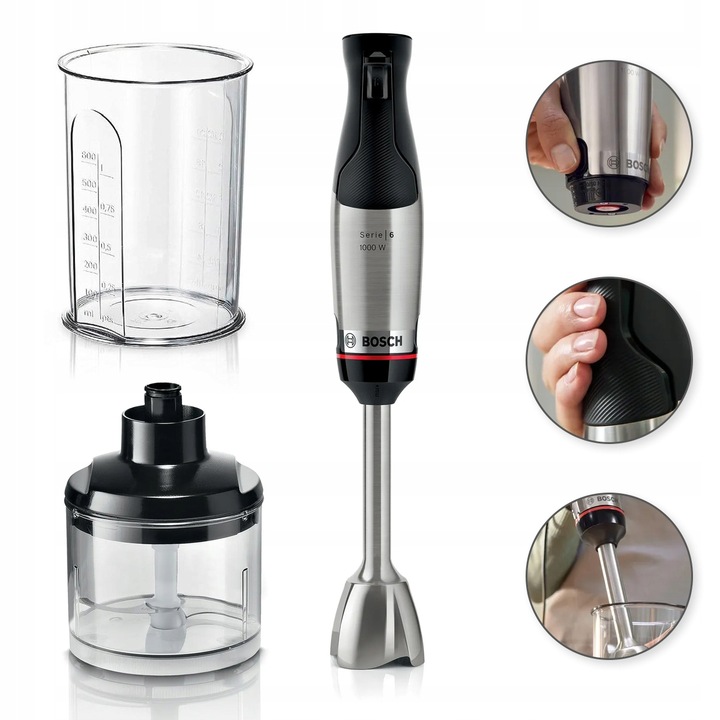 Blender ręczny ErgoMaster Bosch MSM6M620 1000W Rozdrabniacz QuattroBlade