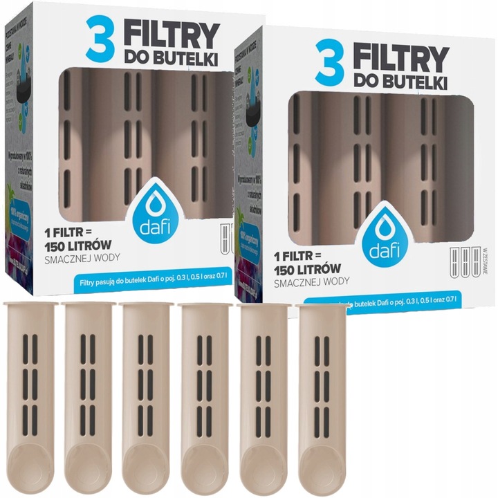 DAFI 6 Filtrów do butelki filtrującej SOLID SOFT Cappucino