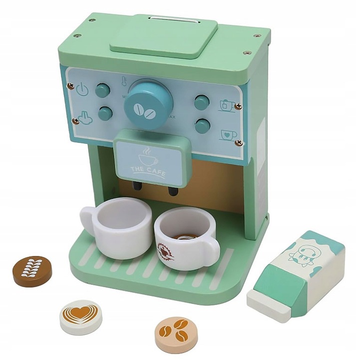 KAWIARNIA DLA DZIECI DREWNIANY EKSPRES DO KAWY AUTOMAT KUCHNIA FILIŻANKI