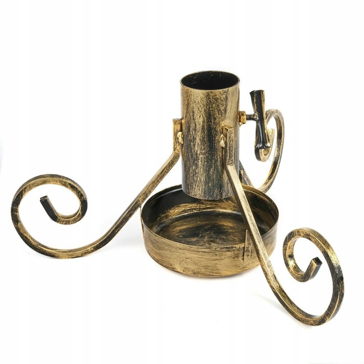 Złoty STOJAK POD CHOINKĘ METALOWY stojak choinkowy REGULOWANY z pojemnikiem