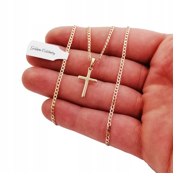 ZŁOTY ŁAŃCUSZEK+KRZYŻYK PREZENT NA CHRZEST KOMUNIĘ DLA CHŁOPCA DZIEWCZYNKI