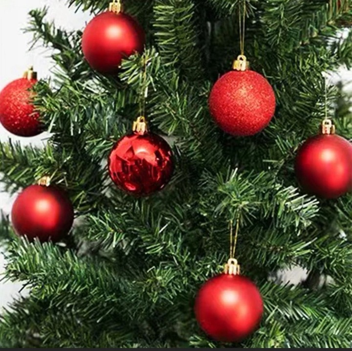 BOMBKI CHOINKOWE CZERWONE NIETŁUKĄCE TRADYCYJNE NA CHOINKĘ ZESTAW 48SZT