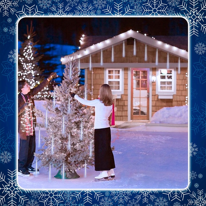 METEORY 10 SPOLI 50 CM 360 LED LAMPKI PADAJĄCY ŚNIEG SOPLE GIRLANDA 8 m