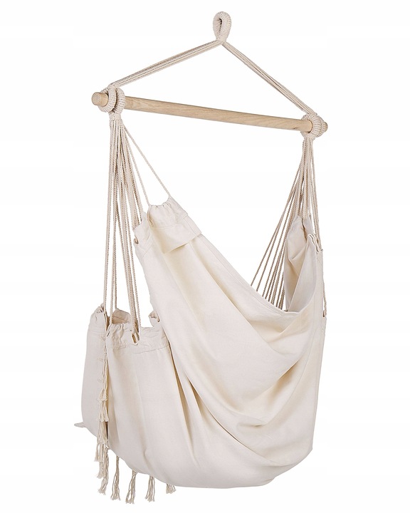 Fotel wiszący hamak boho huśtawka beżowy