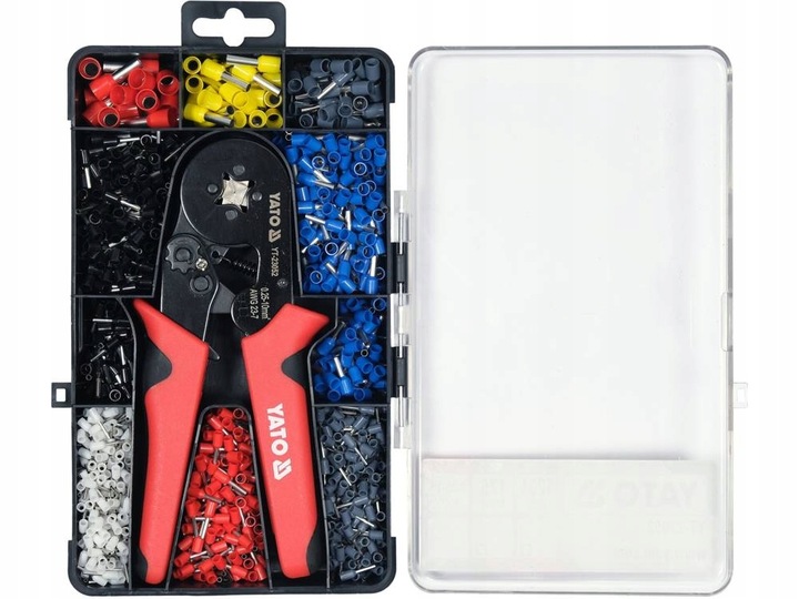YATO SZCZYPCE DO ZACISKANIA KONEKTORÓW ZACISKARKA KOŃCÓWEK + 1200 TULEJEK