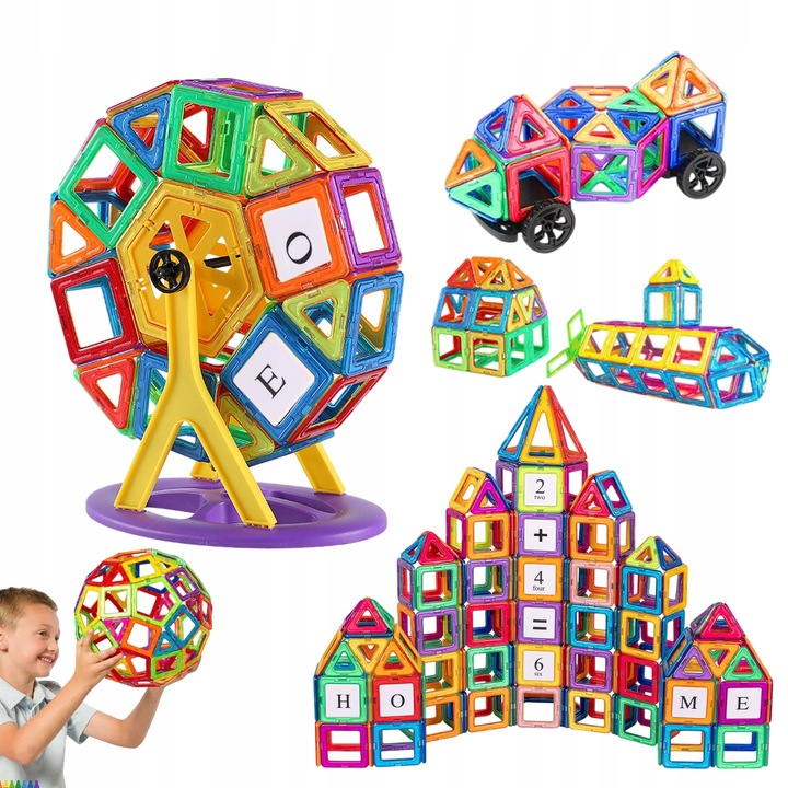 Kreatywne Klocki Magnetyczne Dla Dzieci 3-8 Lat 180 Elementów