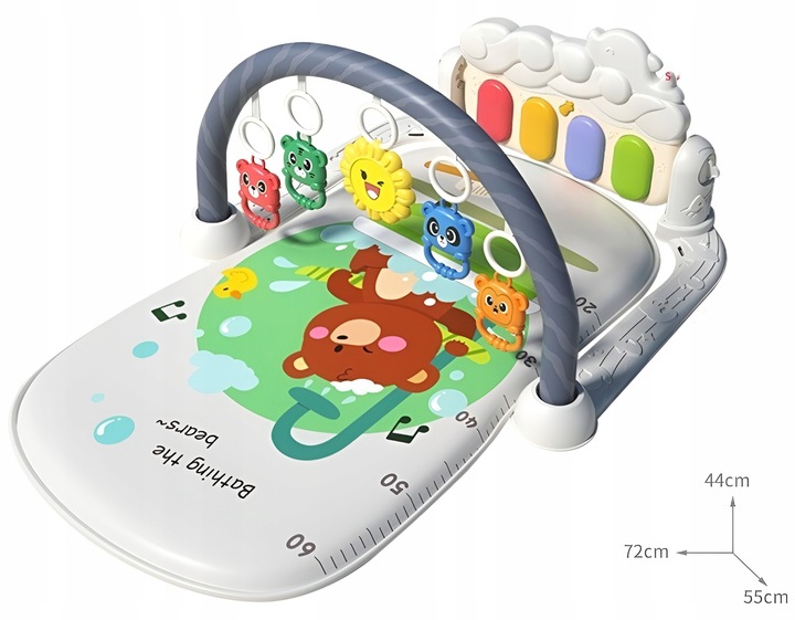 Mata Edukacyjna Interaktywna 3w1 z Pianinkiem Grzechotki dla Niemowląt 0+
