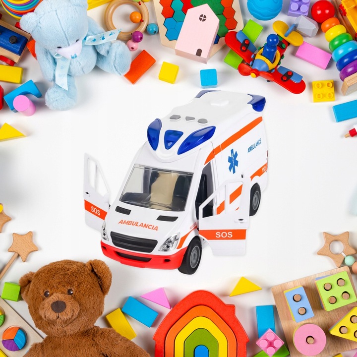 Auto Karetka Pogotowia Ambulans Bus Napęd Dźwięki Otwierane Drzwi z noszami