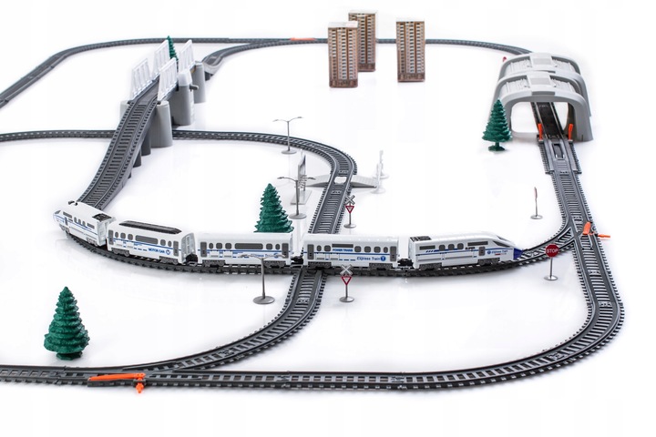 Kolejka elektryczna OGROMNY TOR MOST TUNEL 914cm Pociąg na baterie XXL