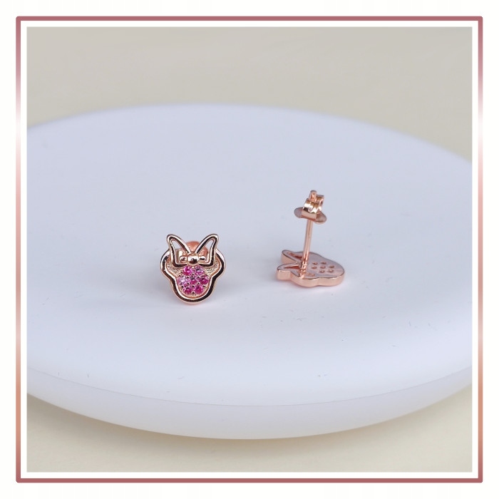 Srebrne kolczyki MYSZKA MINNIE ROSE S925