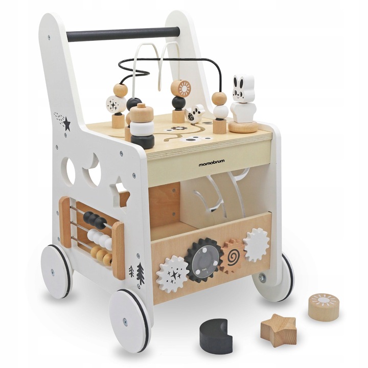 Drewniany pchacz 6w1, chodzik dla dzieci z funkcją stolika edukacyjnego