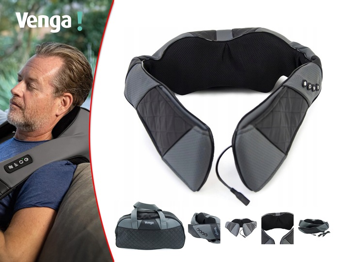 ODPRĘŻAJĄCY MASAŻER SHIATSU VENGA RAMION 3PRĘDKOŚCI PODCZERWIEŃ PODGRZEWANY