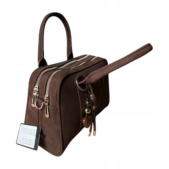 Flora&Co czekoladowa torebka zamszowa listonoszka eco skóra zamsz brąz