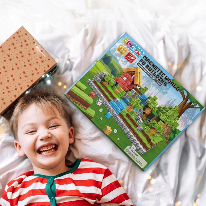 BUDOWANIE MAGNETYCZNE, 100 SZT. ELEMENTÓW MAGNETYCZNE KLOCKI KONSTRUKCYJNE