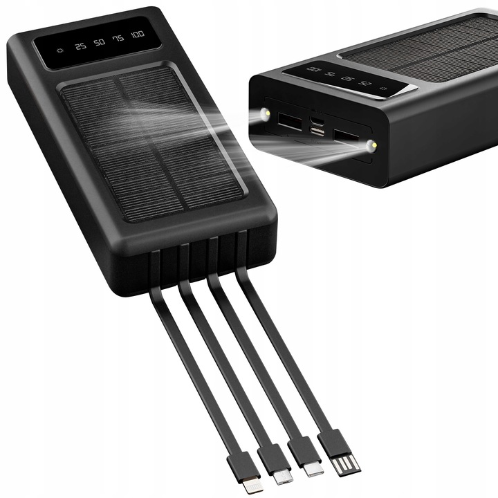 POWERBANK SOLARNY 20000 MAH KABEL ŁADOWANIE
