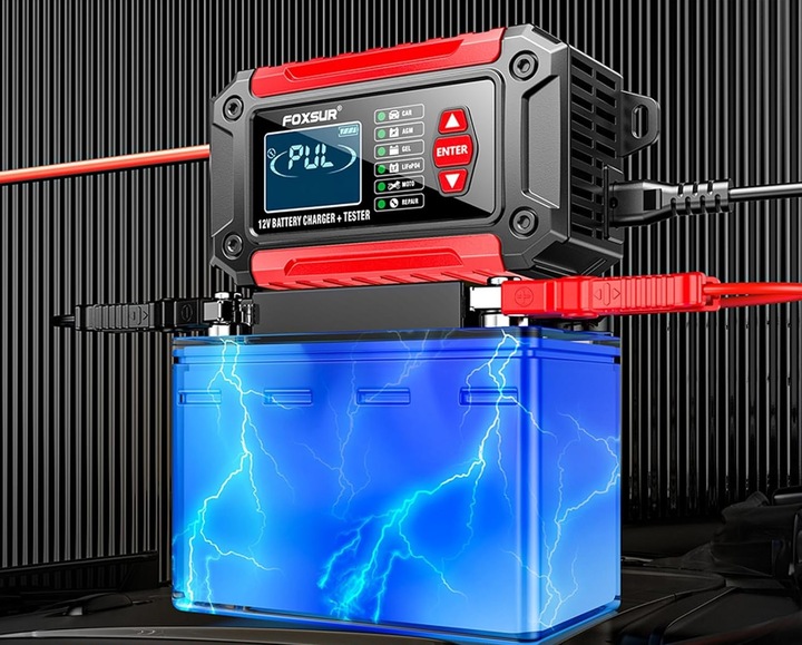 Prostownik Samochodowy do Akumulatorów 12V 6A AMG Tester Akumulatorów 2w1