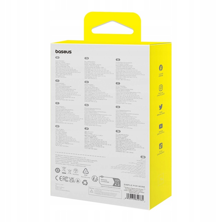BASEUS POWER BANK MAGNETYCZNY 10000mAh 30W POWERBANK Z KABLEM USB-C