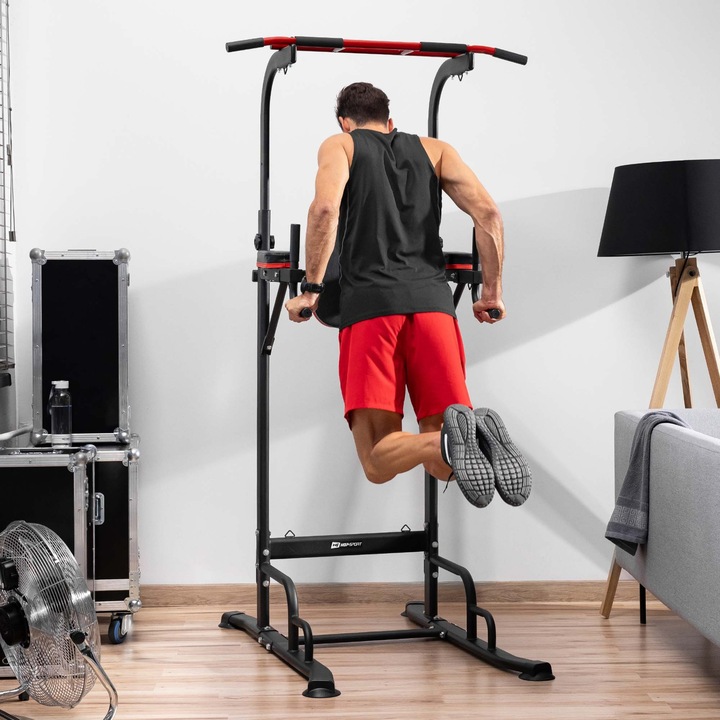 Poręcze do ćwiczeń mięśni brzucha z drążkiem i ekspanderami Hop Sport mocne