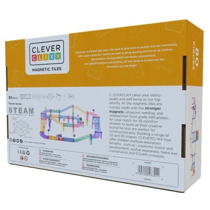 Cleverclixx - Klocki magnetyczne Large Race Track Pastel - 80 el.