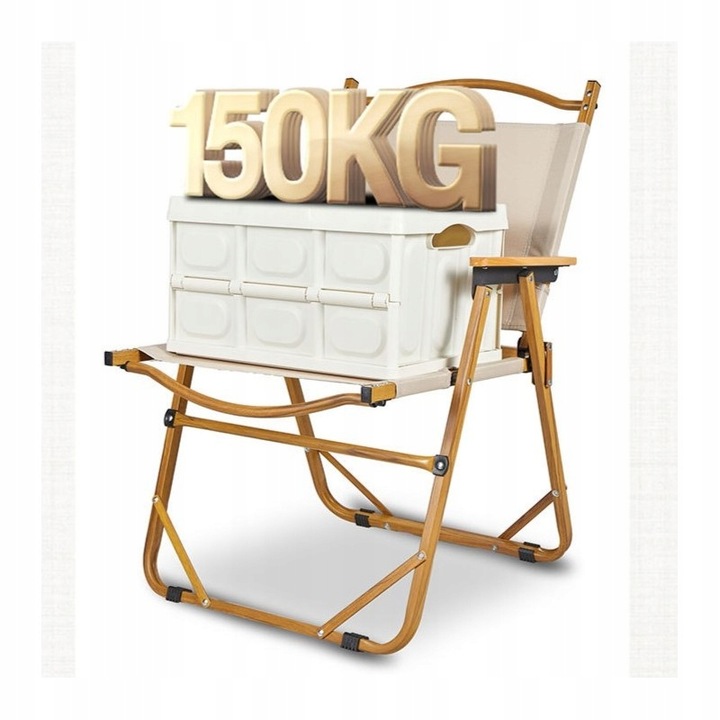 Składane krzesło ogrodowe, turystyczne, kempingowe, kremowe KRT09K