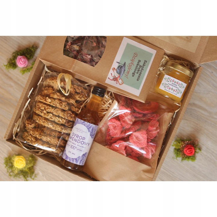 Prezent dla nauczyciela na zakończenie roku Kosz Zestaw prezentowy herbata