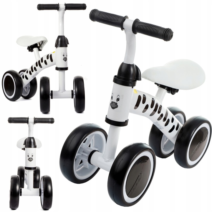 Biały rowerek jeździk pchacz dla dzieci Zebra. Pierwszy rowerek od 1 roku