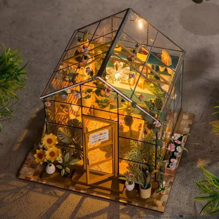 Domek dla Lalek Drewniany LED Piętrowy Retro Model do Złożenia DIY Meble