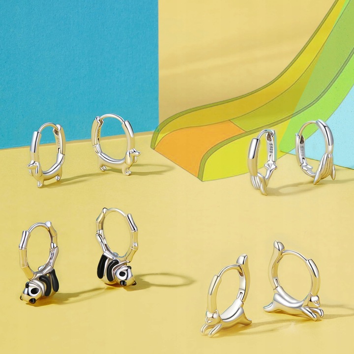 K523 Jamniki koła srebrne kolczyki zatrzaski srebro 925