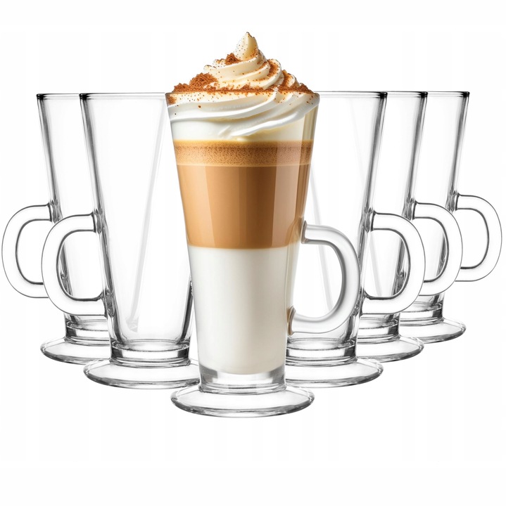 Szklanki Caffe Latte GLASMARK 6szt do kawy latte na stópce 250ml