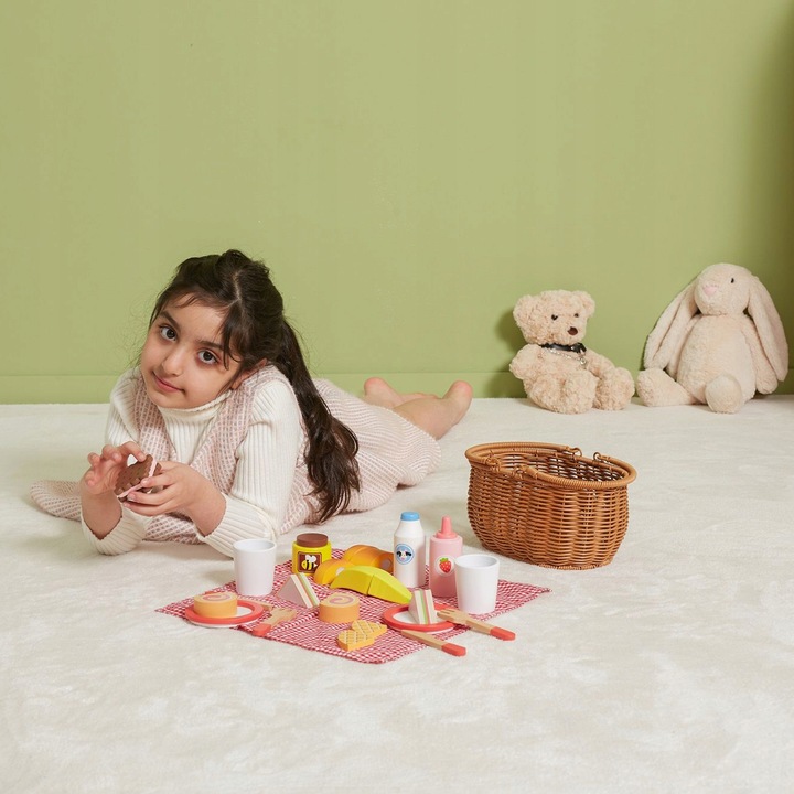 VIGA Drewniany Zestaw Piknikowy 30 el. KOSZ dla dzieci koc AKCESORIA