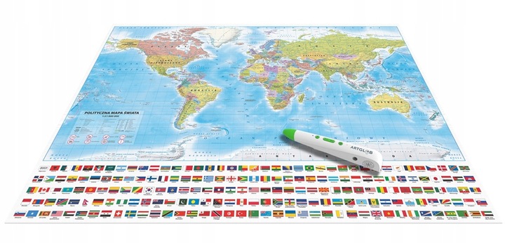 INTERAKTYWNA MAPA ŚWIATA Z PENEM / PIÓREM MUNDIMAP GRY EDUKACJA ARTGLOB