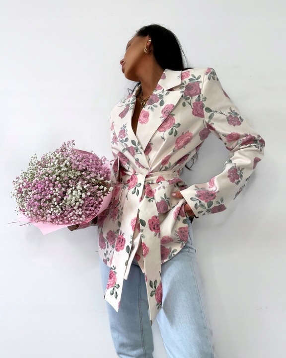 Marynarka oversize z poduszkami w kwiaty La Milla