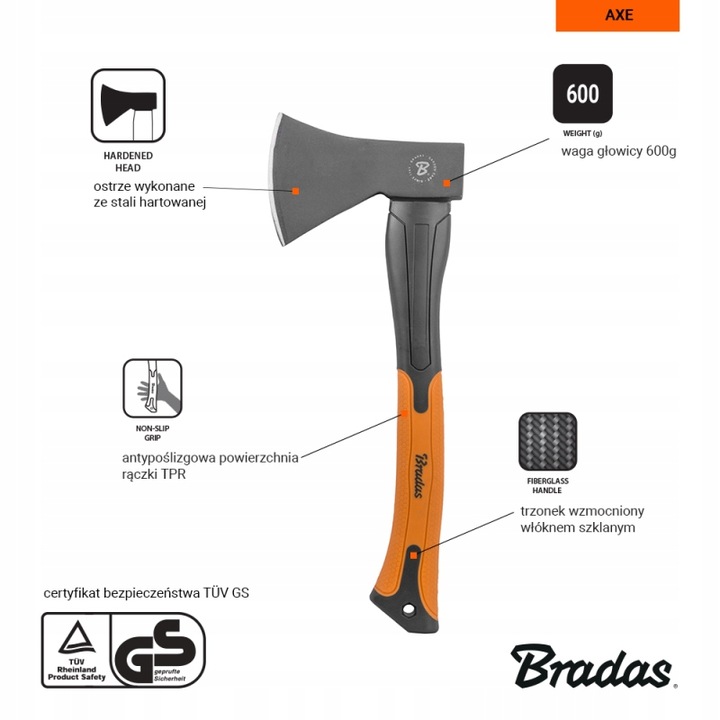 Siekiera Bradas 41 cm 0,6 kg