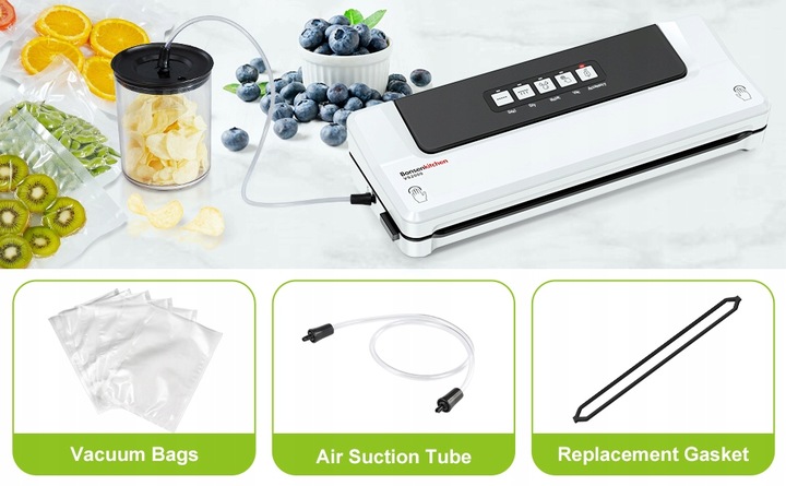 Bonsenkitchen Zgrzewarka Próżniowa do Żywności, Funkcja 5 w 1 SREBRNA