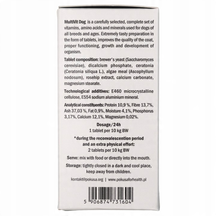 Multivit Witaminy Minerały dla Psa Pokusa 120 tab