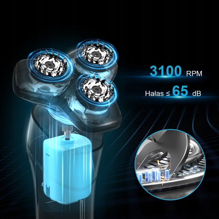 GOLARKA MĘSKA MASZYNKA DO GOLENIA TRYMER DO NOSA 5W1 Z OŚWIETLENIEM LED