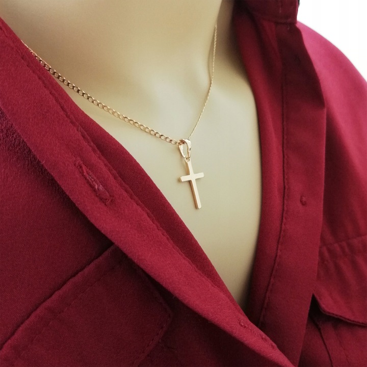 ZŁOTY ŁAŃCUSZEK+KRZYŻYK PREZENT NA CHRZEST KOMUNIĘ DLA CHŁOPCA DZIEWCZYNKI