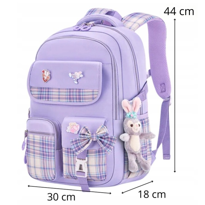 PLECAK SZKOLNY TORNISTER MŁODZIEŻ W KRATĘ POJEMNY DUŻY DO SZKOŁY