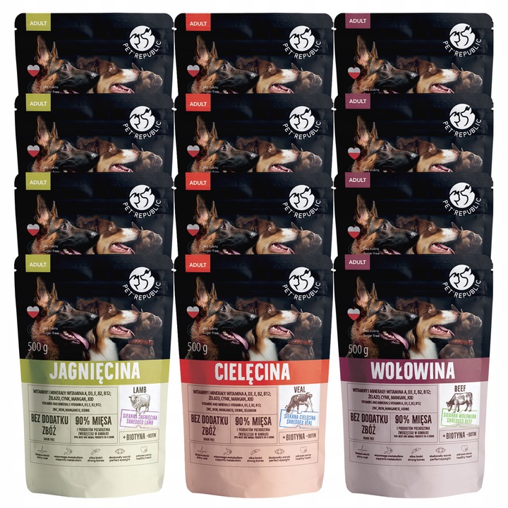 PET REPUBLIC karma mokra dla psa mix smaków 12 x 500g