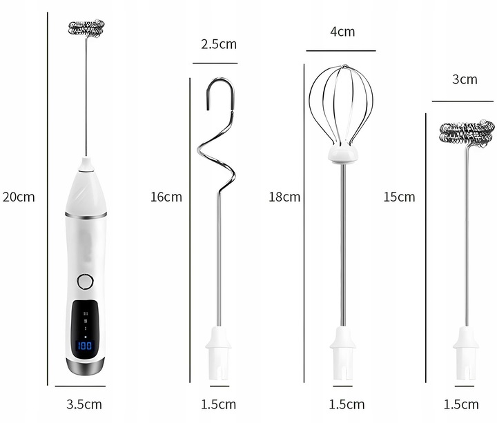 RĘCZNY SPIENIACZ MIKSER DO MLEKA KAWY ELEKTRYCZNY MINI BLENDER 11000 obr.