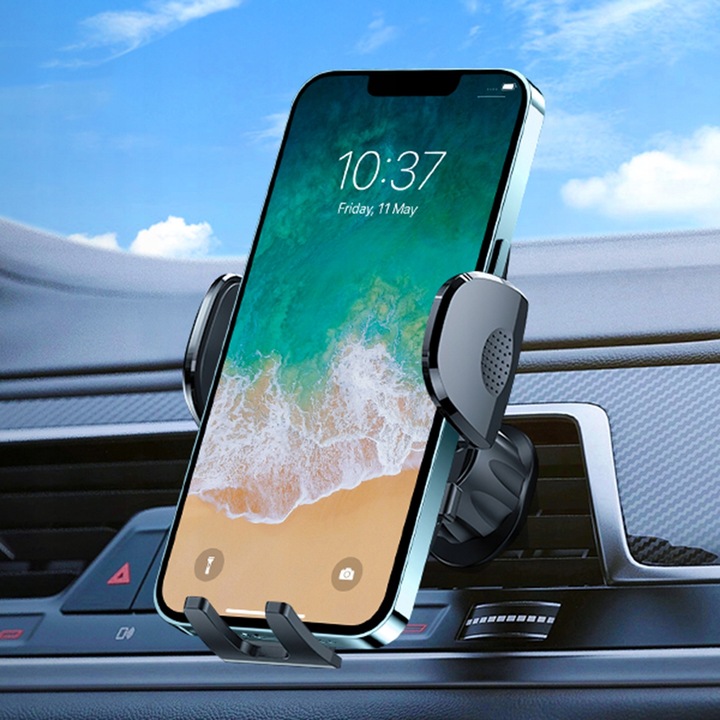 UCHWYT WIESZAK NA TELEFON NA KRATKĘ WYLOT POWIETRZA DO SAMOCHODU Z PRZYCISK