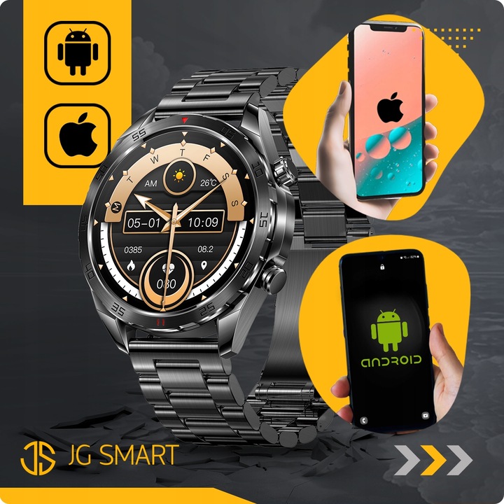 SMARTWATCH MĘSKI ZEGAREK EKG FUNKCJA POMIARU CUKRU AMOLED CIŚNIENIE ROZMOWY