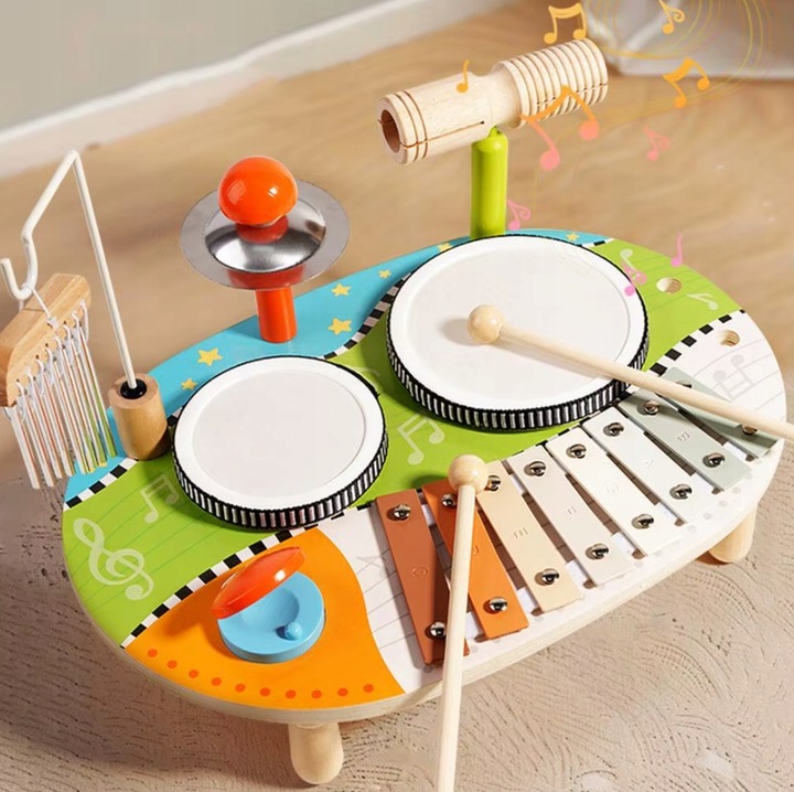 MUZYCZNY STOLIK Z DREWNA INTERAKTYWNY SENSORYCZNY MONTESSORI EDUKACYJNY