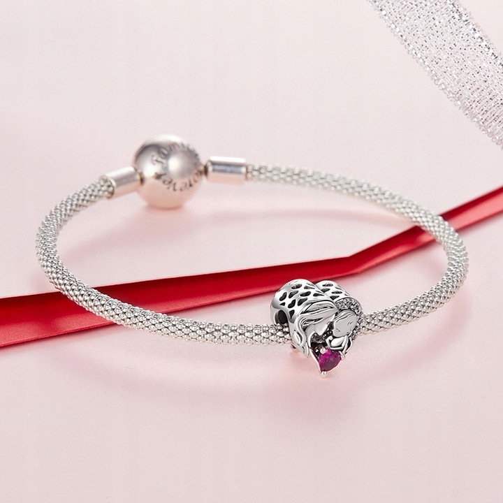 Charms Zawieszka Charms Serce Mama i Dziecko Srebro 925 Charmsy Trusky