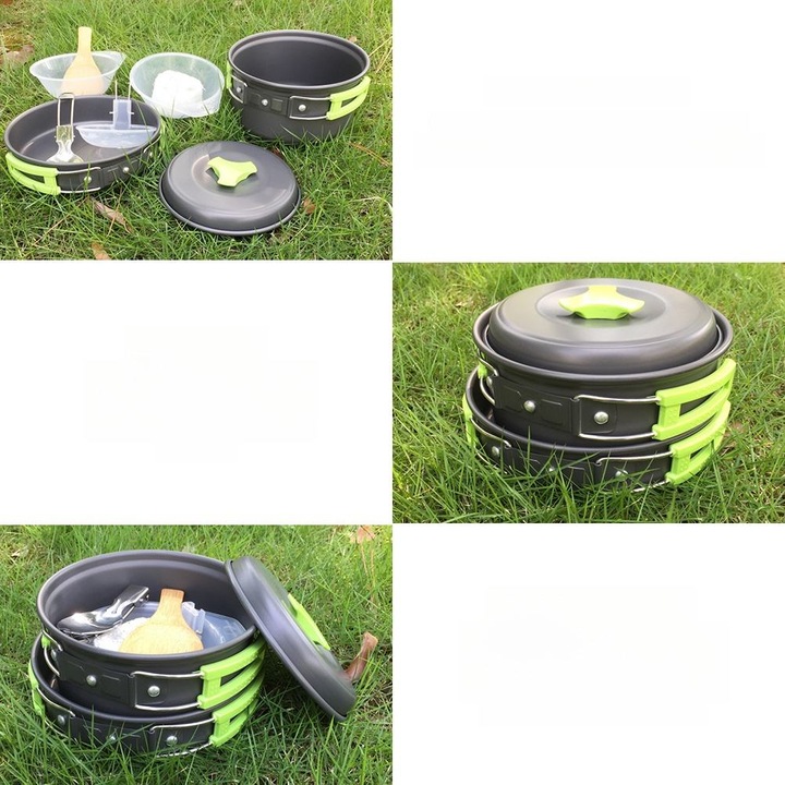 ZESTAW NACZYŃ ZEWNĘTRZNYCH ZESTAW DO PRZYPRAW KEMPINGOWYCH ZASTAWA OBIADOWA