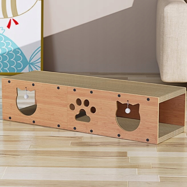 DRAPAK DLA KOTA KARTONOWY DOMEK BUDKA DRAPANIE TEKTUROWY LEGOWISKO Z PIŁKĄ