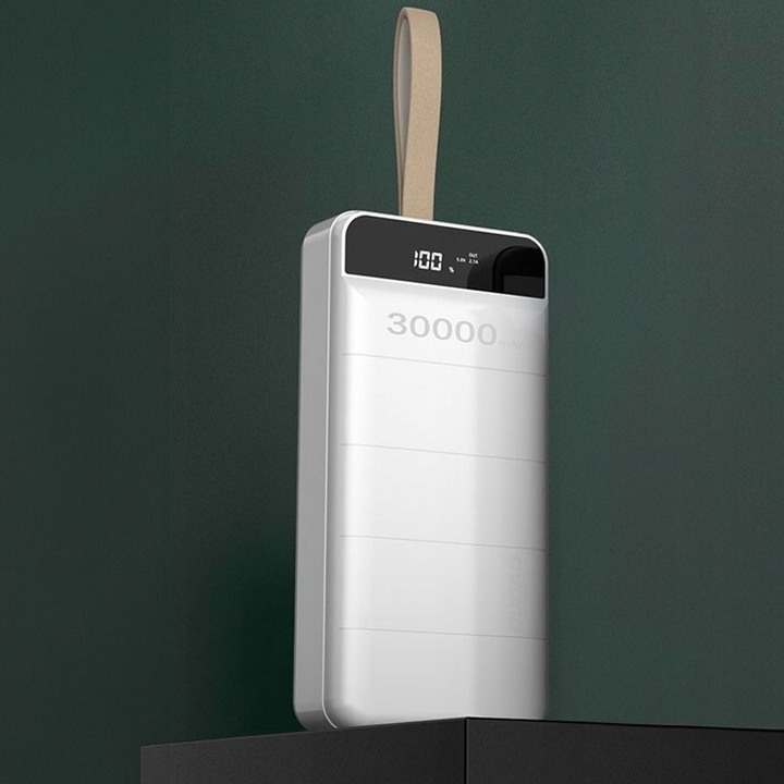 DUDAO DUŻY MOCNY POWERBANK 30000 mAh 2x USB / USB C Z LAMPKĄ LED